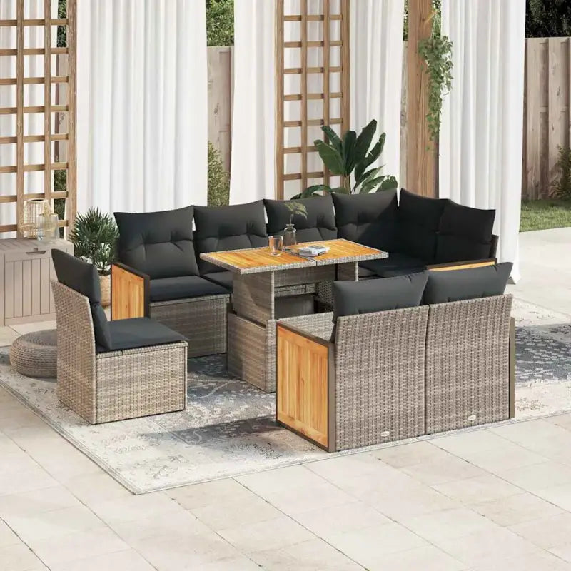 Loungeset in grijs materiaal met gepoedercoat staal en comfortabele afmetingen - Grijs / met opbergruimte - Tuinsets
