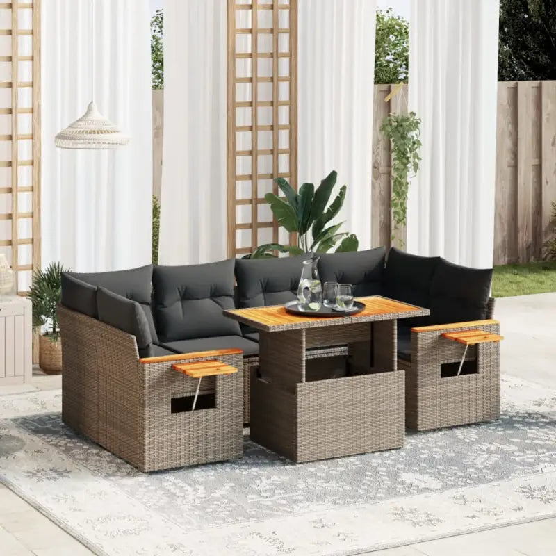 Loungeset in grijs materiaal met gepoedercoat staal en comfortabele afmetingen - Tuinsets
