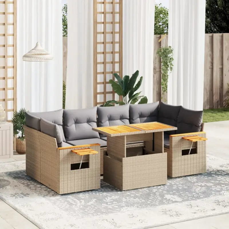 Loungeset in grijs materiaal met gepoedercoat staal en comfortabele afmetingen - Beige en grijs / zonder opbergruimte