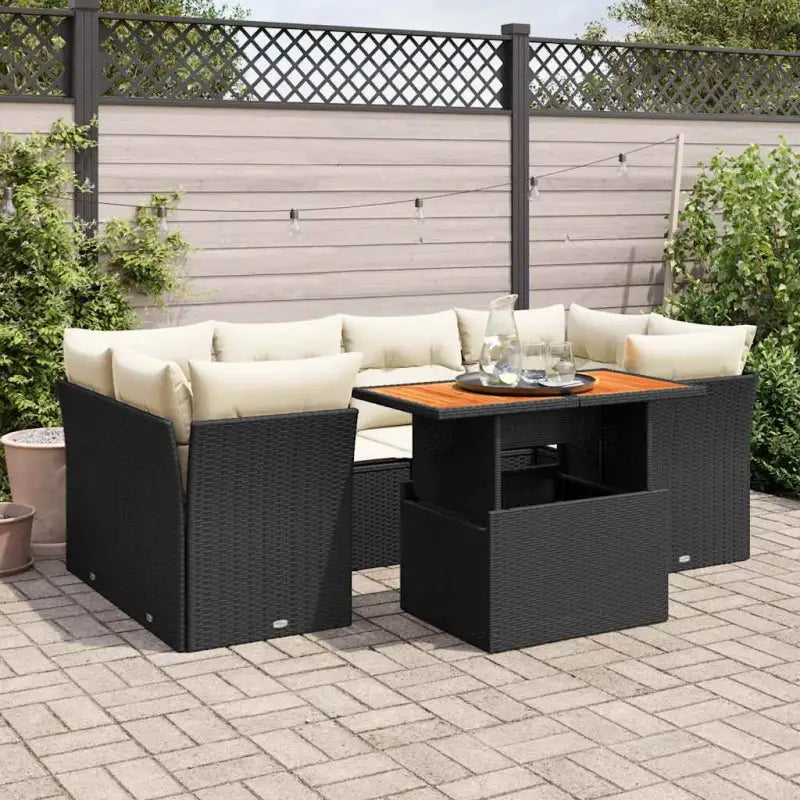 Loungeset in grijs materiaal met gepoedercoat staal en waterdichte tas - Zwart en crème / met opbergruimte - Tuinsets