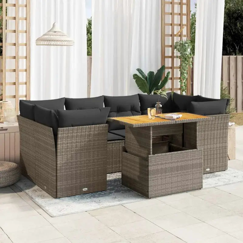 Loungeset in grijs materiaal met gepoedercoat staal en waterdichte tas - Grijs / met opbergruimte - Tuinsets