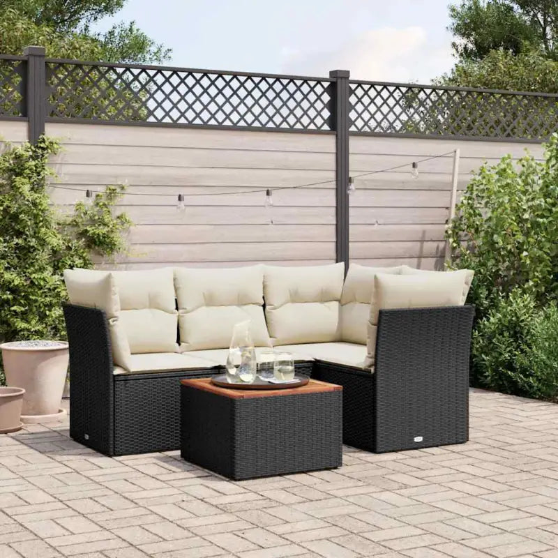 Loungeset in Grijs Materiaal met Waterdichte Tas en Gepoedercoat Staal - Zwart en crème - Tuinsets