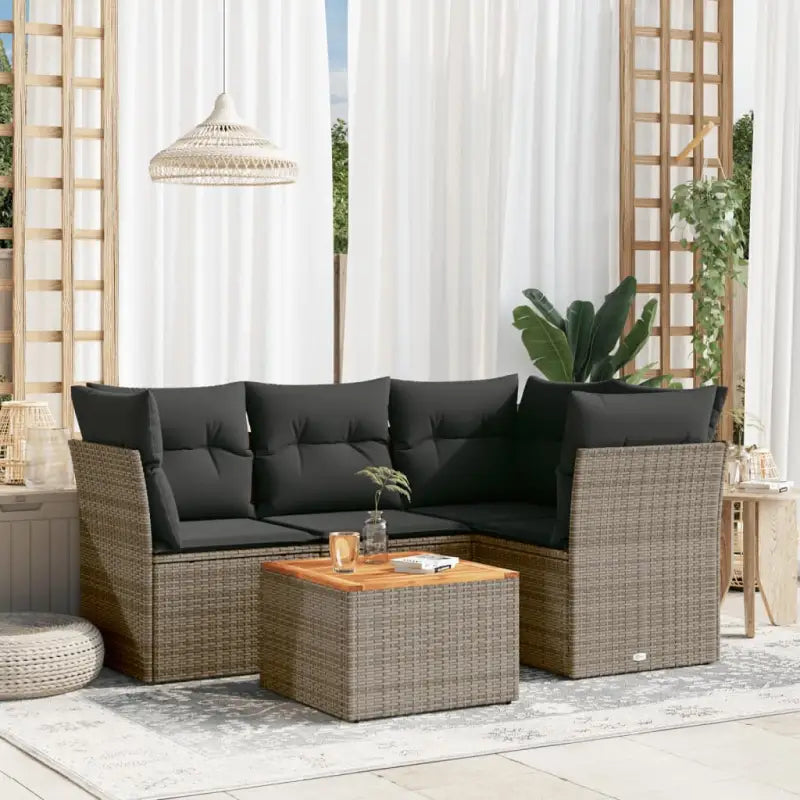 Loungeset in Grijs Materiaal met Waterdichte Tas en Gepoedercoat Staal - Tuinsets