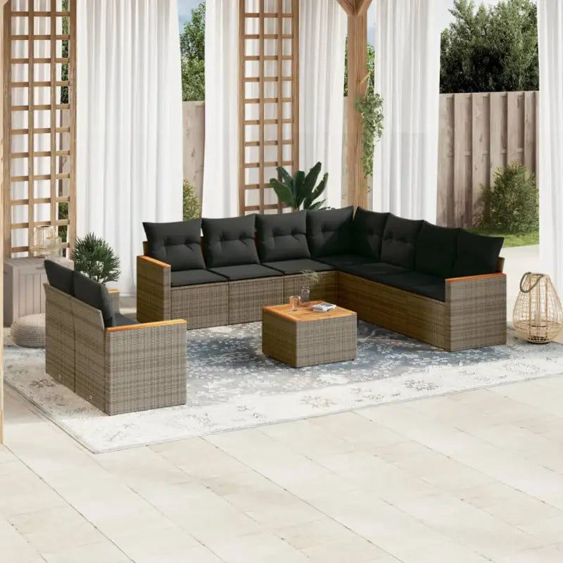 Loungeset in grijs materiaal met waterdichte tas en gepoedercoat staal - Grijs / Met tafel - Tuinsets