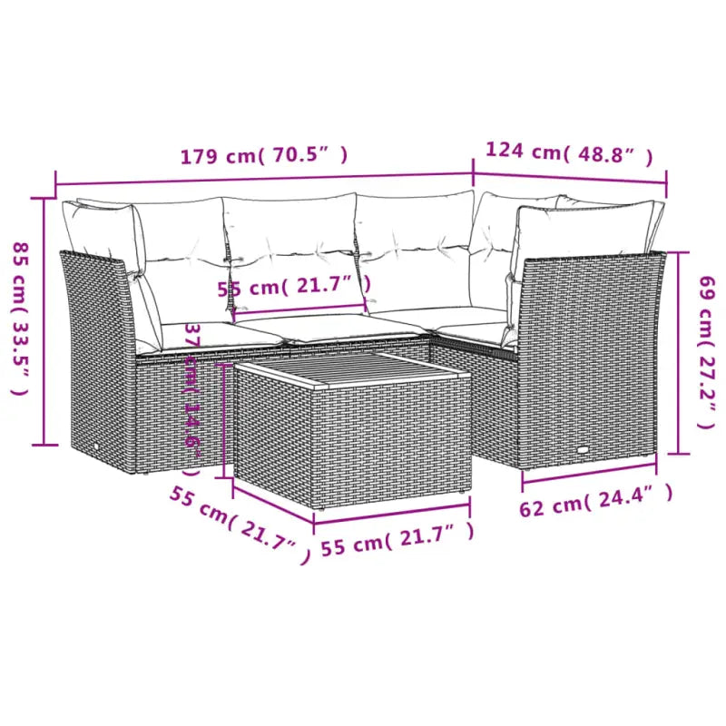 Loungeset in Grijs Materiaal met Waterdichte Tas en Gepoedercoat Staal - Tuinsets