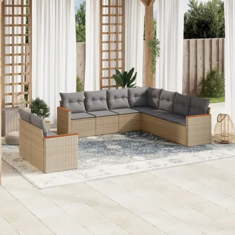 Loungeset in grijs materiaal met waterdichte tas en gepoedercoat staal - Beige en grijs / Zonder tafel - Tuinsets