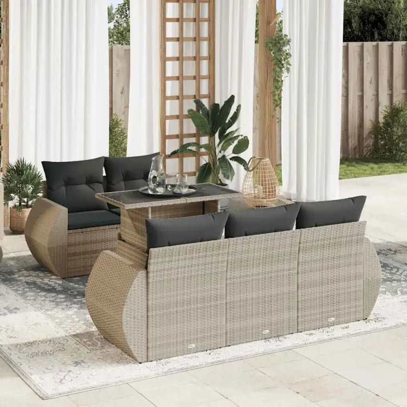 Loungeset in grijs materiaal met waterdichte zak en gepoedercoat staal - Lichtgrijs / met opbergruimte - Tuinsets