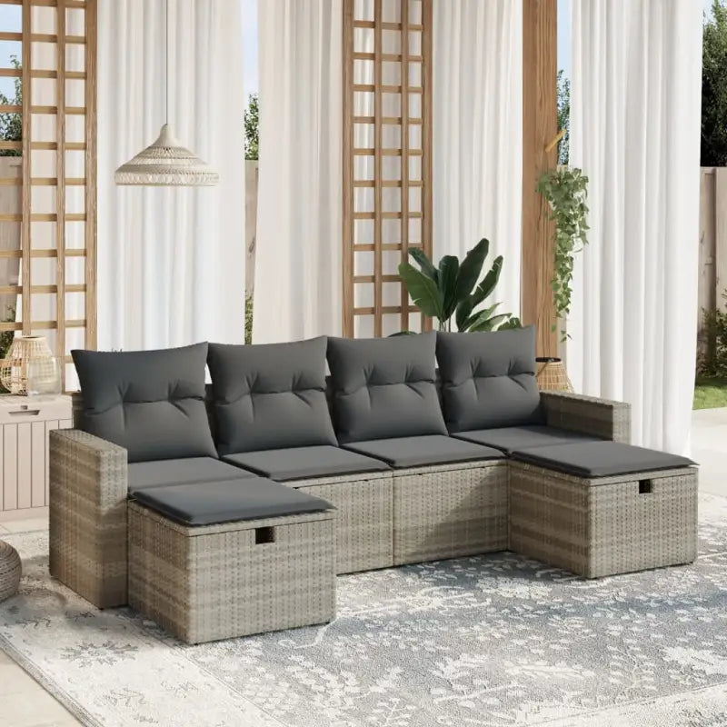 Loungeset in zwart materiaal met gepoedercoat staal afmetingen - Lichtgrijs / zonder opbergruimte - Tuinsets