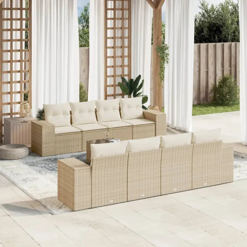 Loungeset in zwart materiaal met gepoedercoat staal afmetingen - beige en crèmekleurig - Tuinsets