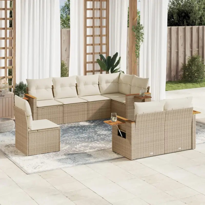 Loungeset in zwart materiaal met gepoedercoat staal en comfortabele afmetingen - beige en crèmekleurig / Zonder tafel