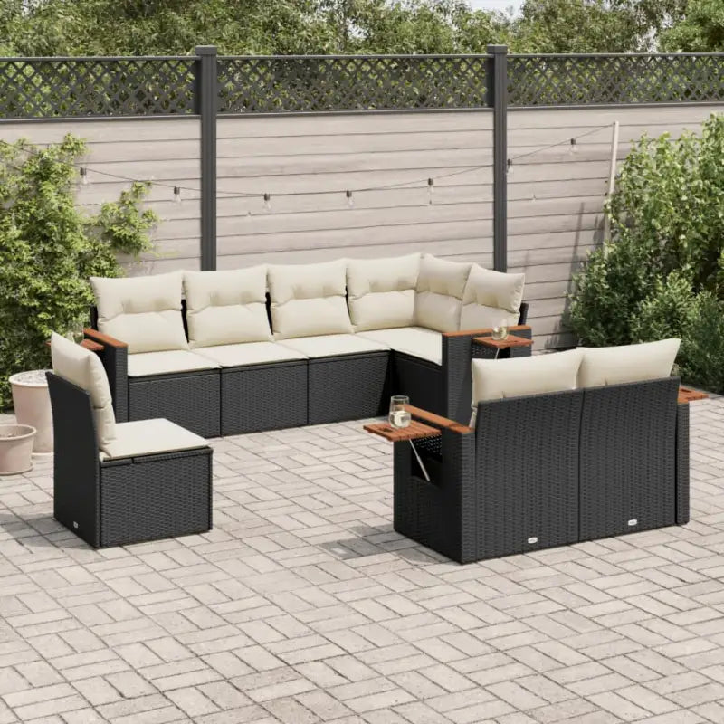 Loungeset in zwart materiaal met gepoedercoat staal en comfortabele afmetingen - Zwart en crème / Zonder tafel