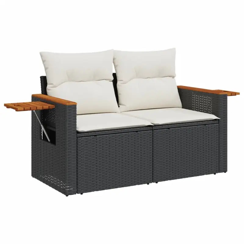 Loungeset in zwart materiaal met gepoedercoat staal en comfortabele afmetingen - Tuinsets
