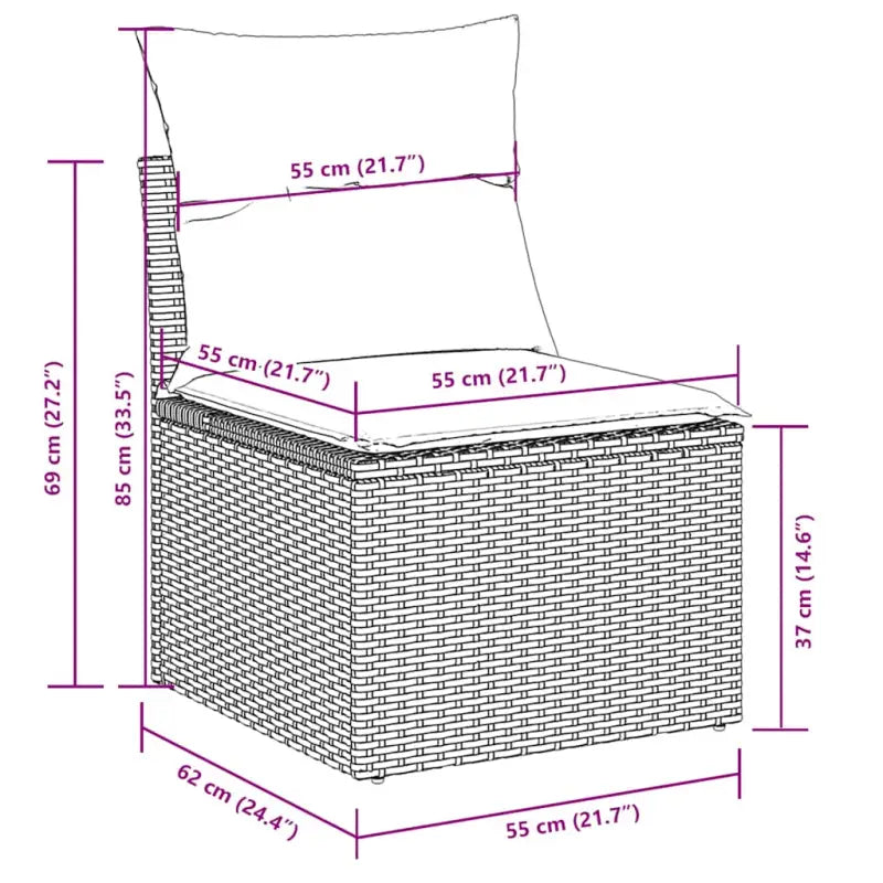 Loungeset in zwart materiaal met gepoedercoat staal en perfecte afmetingen - Tuinsets