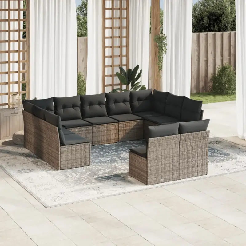 Loungeset in zwart materiaal met waterdichte tas en gepoedercoat staal - Grijs / Zonder tafel - Tuinsets