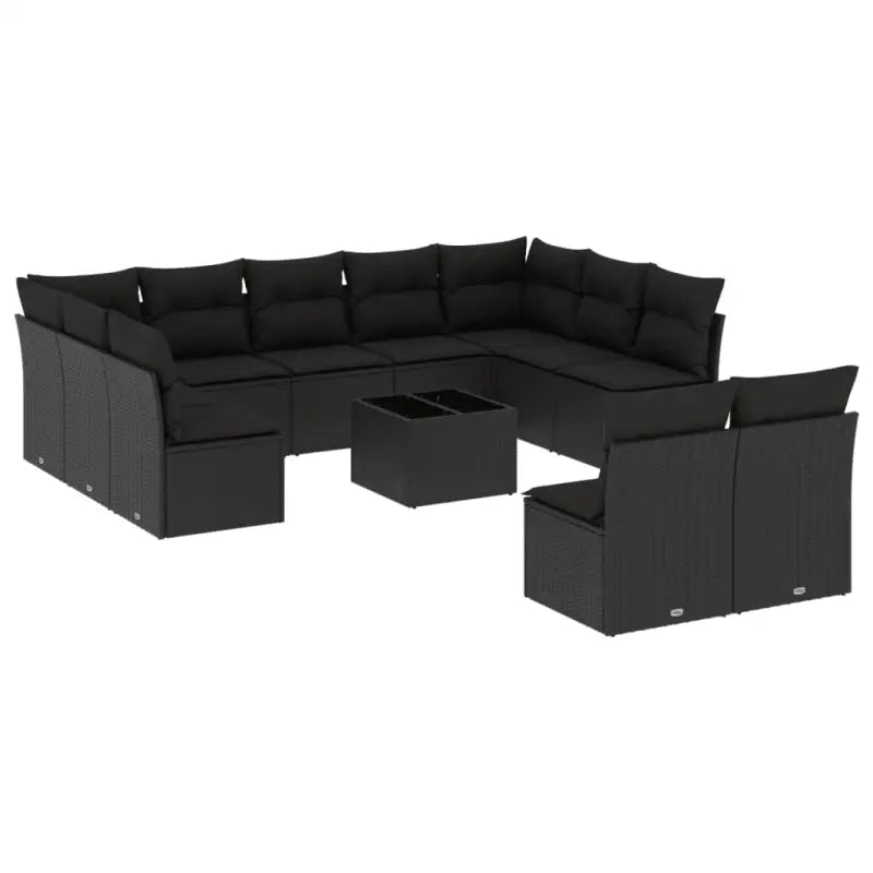 Loungeset in zwart materiaal met waterdichte tas en gepoedercoat staal - Tuinsets
