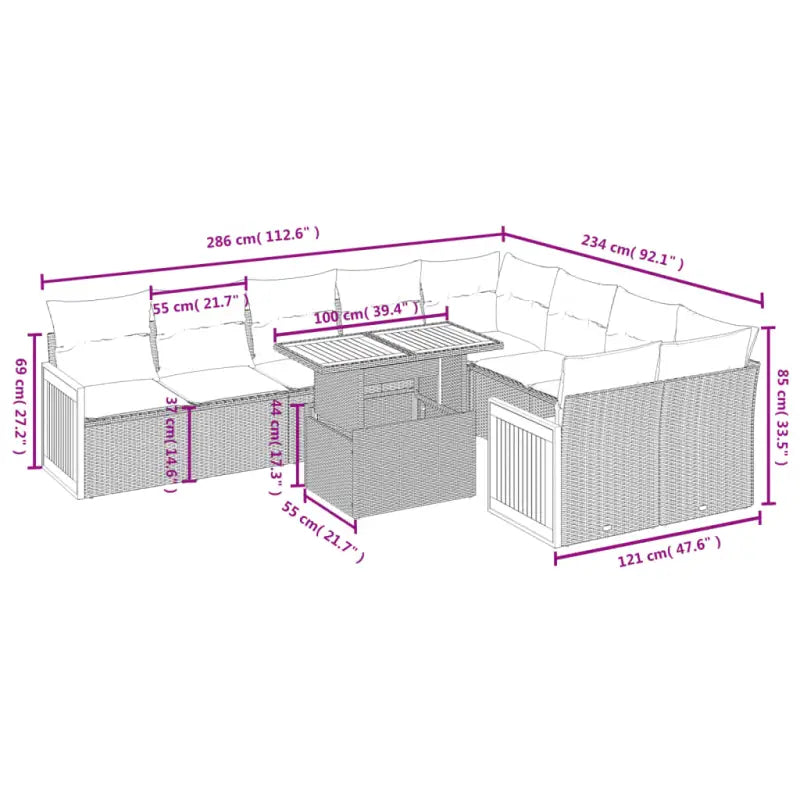 Loungeset met beige materiaal en gepoedercoat staal voor buitenplezier - Tuinsets