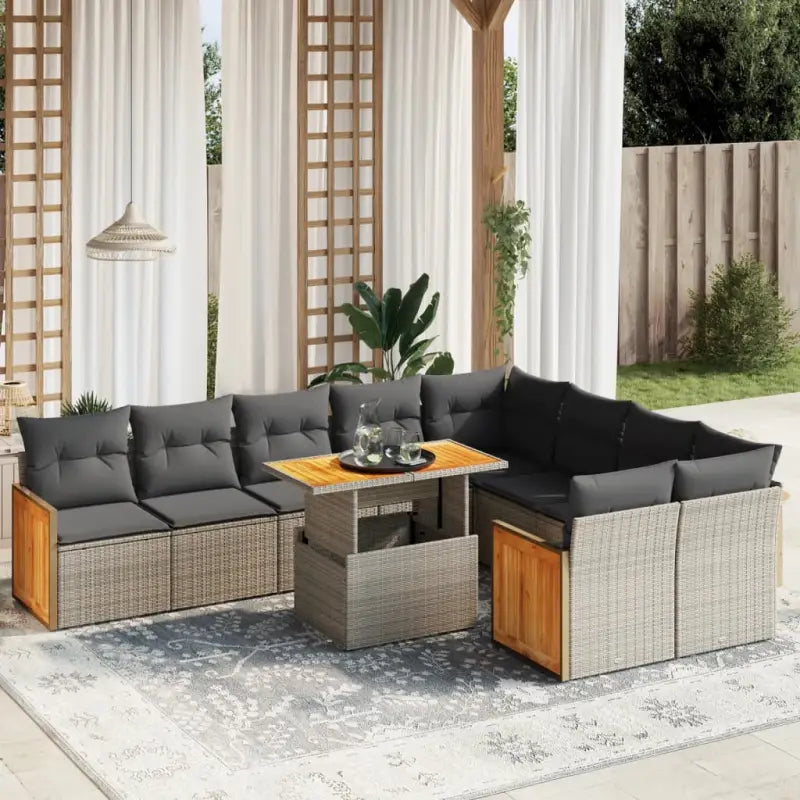 Loungeset met beige materiaal en gepoedercoat staal voor buitenplezier - Grijs - Tuinsets