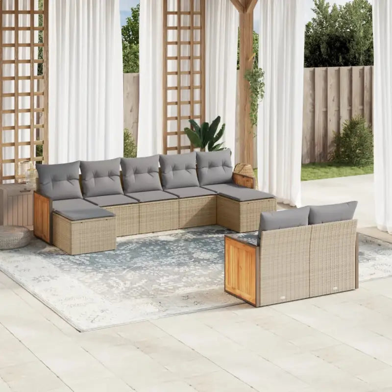 Loungeset met beige materiaal en gepoedercoat staal afmetingen - beige en lichtgrijs / Zonder tafel - Tuinsets