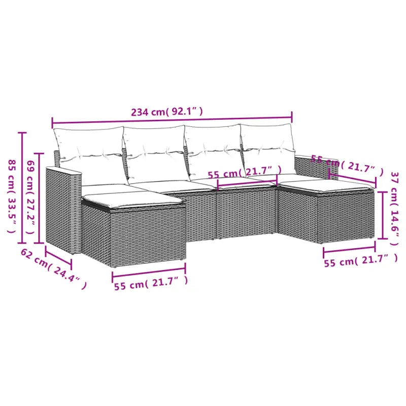 Loungeset met beige materiaal en gepoedercoat staal afmetingen - Tuinsets