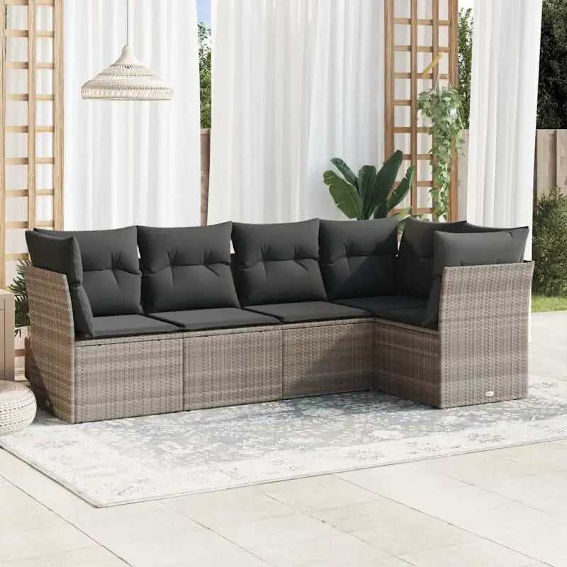 Loungeset met beige materiaal en gepoedercoat staal afmetingen - Lichtgrijs / Zonder tafel - Tuinsets