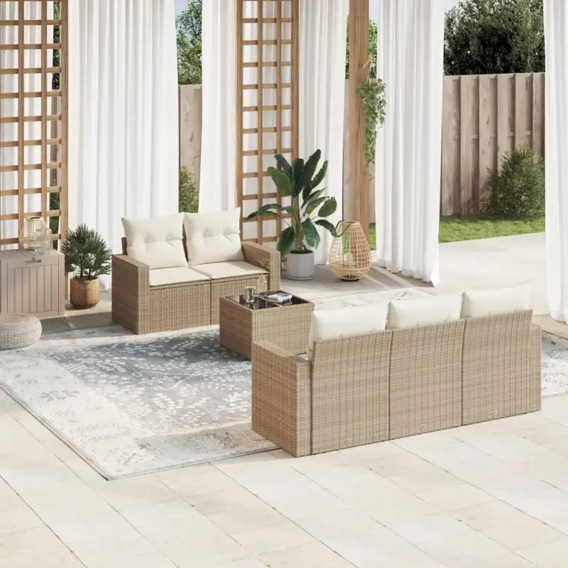 Loungeset met beige materiaal en gepoedercoat staal afmetingen - beige en crèmekleurig - Tuinsets