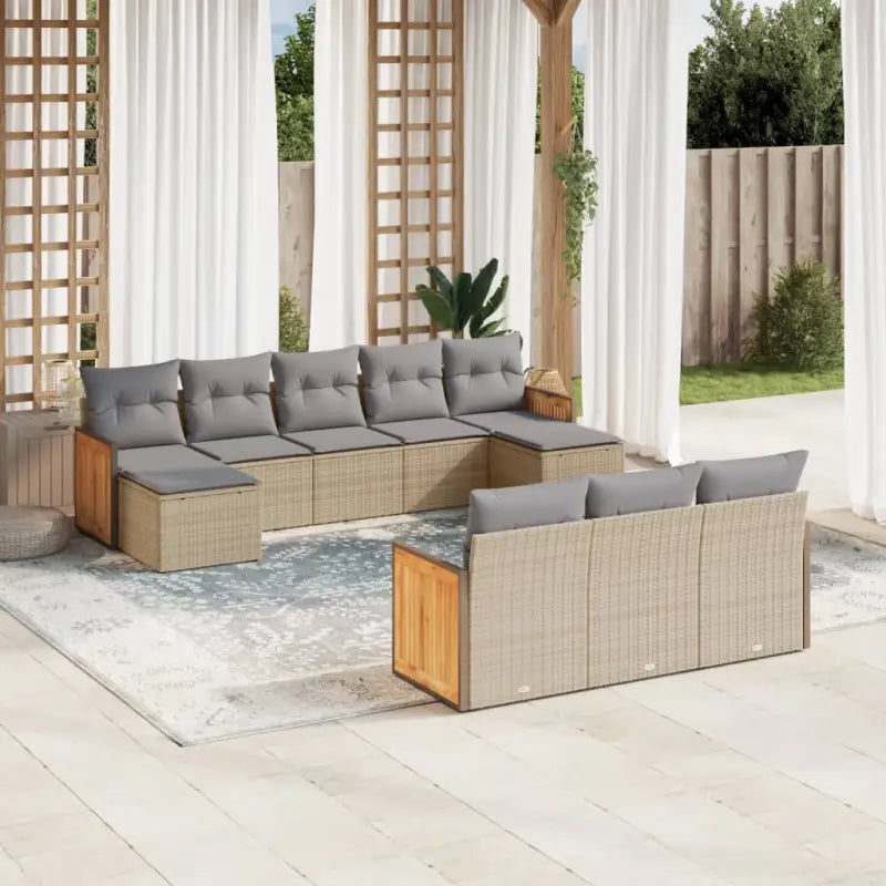 Loungeset met beige materiaal en gepoedercoat staal afmetingen - Tuinsets