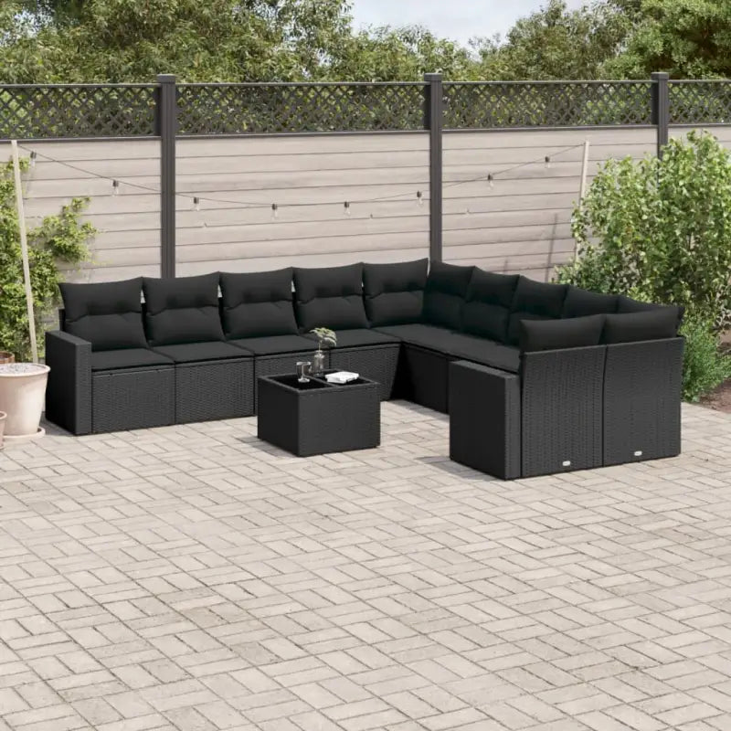 Loungeset met beige materiaal en gepoedercoat staal afmetingen - Zwart / Met tafel - Tuinsets