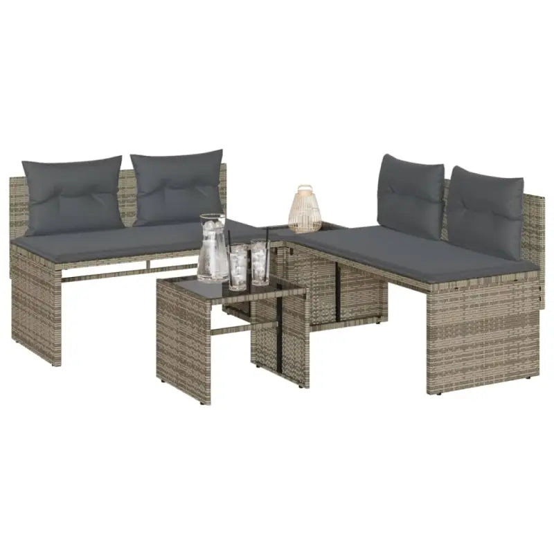 Loungeset met gehard glas en grijs materiaal voor jouw tuin of terras - Grijs - Tuinsets