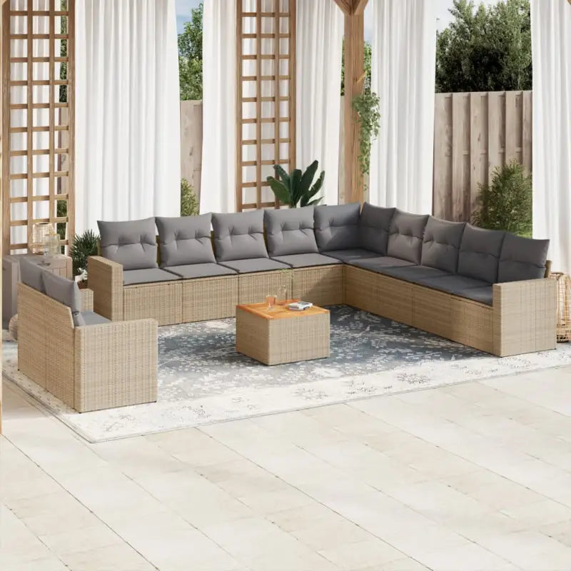 Loungeset met gemengd beige materiaal voor je tuin of terras - beige mix en lichtgrijs - Tuinsets