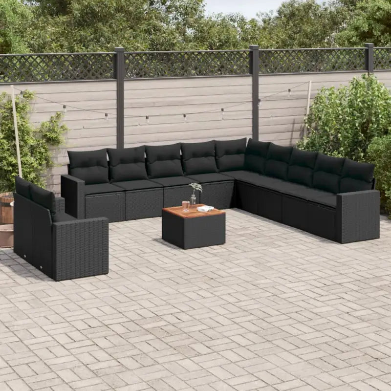 Loungeset met gemengd beige materiaal voor je tuin of terras - Zwart - Tuinsets