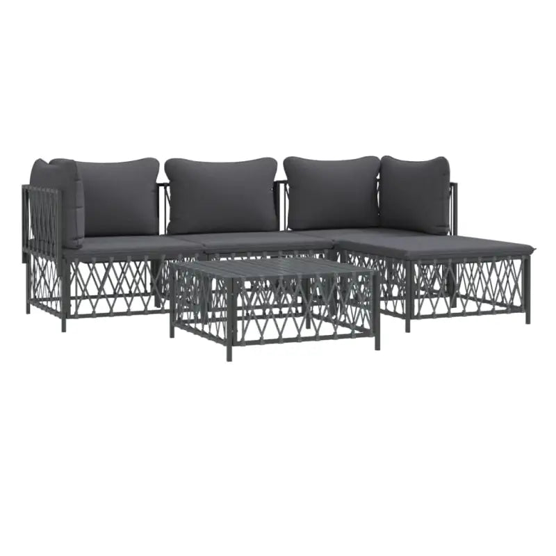 Loungeset met geweven stof en antraciet materiaal voor buitenruimte - Tuinsets