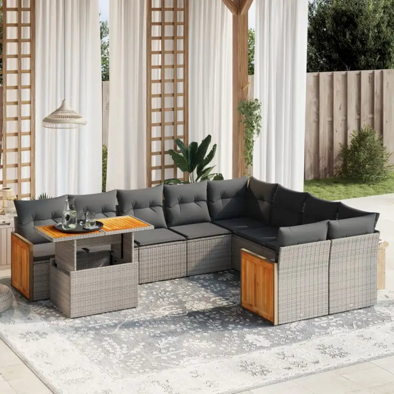 Loungeset met grijs materiaal en gepoedercoat staal voor buiten - Tuinsets