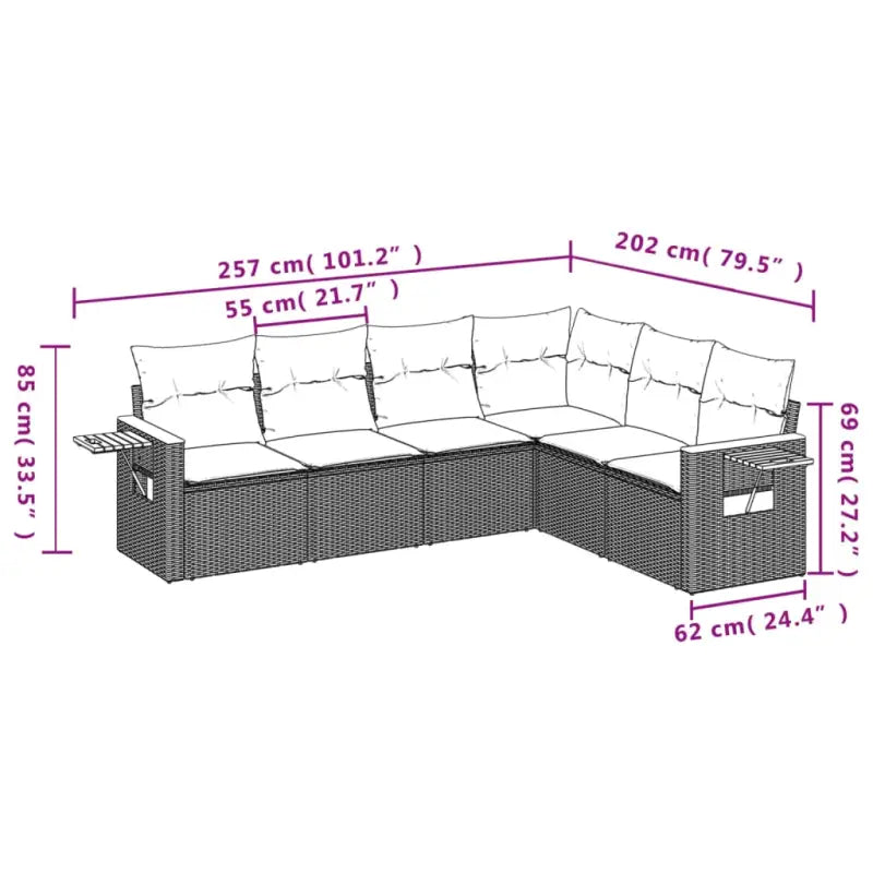 Loungeset met grijs materiaal en gepoedercoat staal voor buiten - Tuinsets