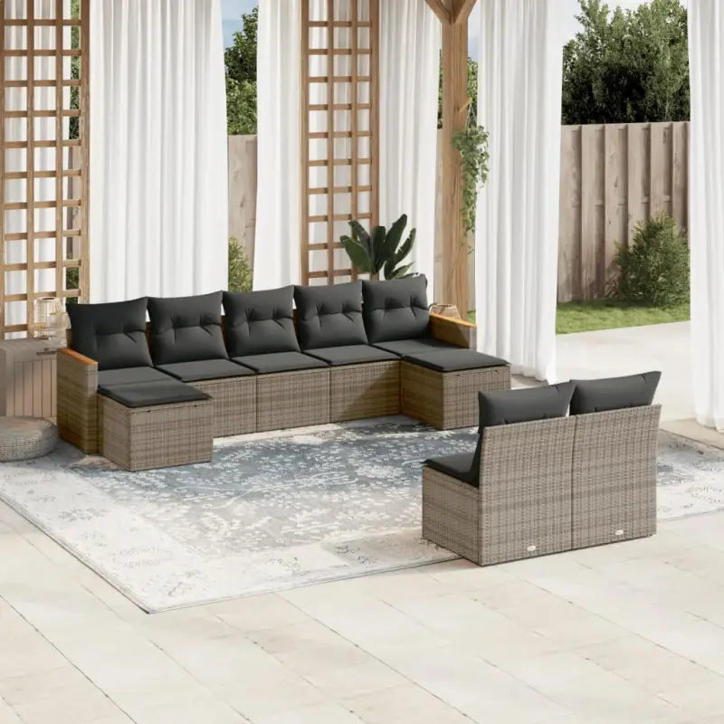 Loungeset met grijs materiaal en gepoedercoat staal voor buiten ontspanning - Grijs / Zonder tafel - Tuinsets