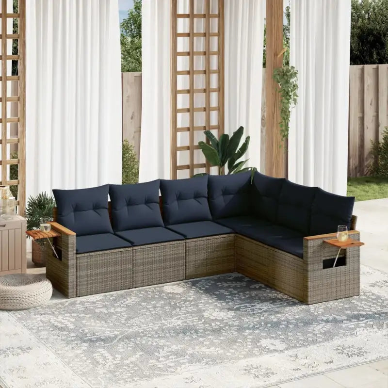 Loungeset met grijs materiaal en gepoedercoat staal voor buiten - Tuinsets