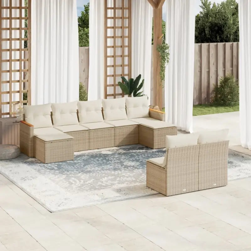 Loungeset met grijs materiaal en gepoedercoat staal voor buiten ontspanning - beige en crèmekleurig / Zonder tafel
