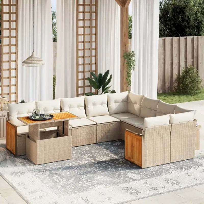 Loungeset met grijs materiaal en gepoedercoat staal voor buiten - beige en crèmekleurig - Tuinsets