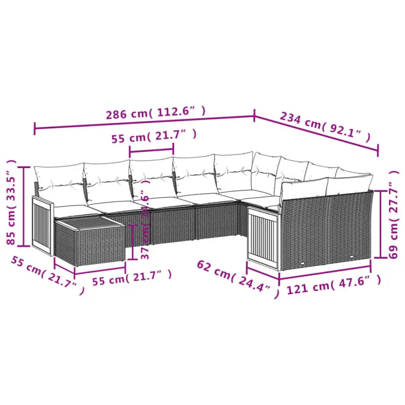 Loungeset met grijs materiaal en gepoedercoat staal voor je tuin of terras - Tuinsets