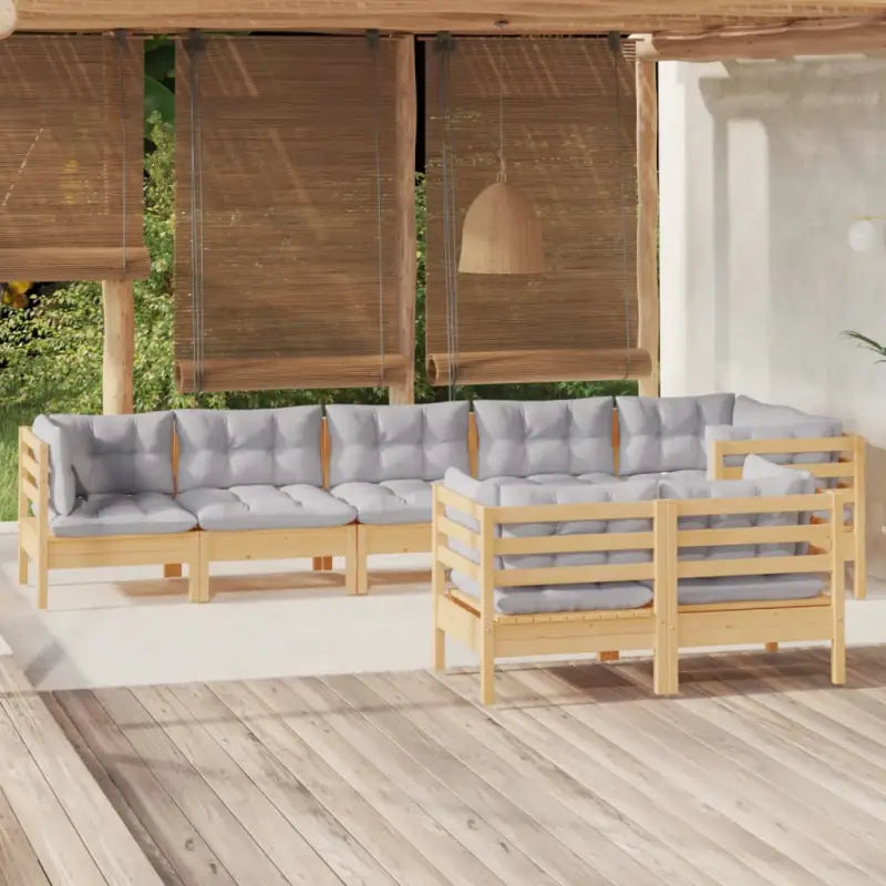Loungeset met massief grenenhout voor ontspannen tuinplezier - Bruin en grijs - Tuinsets