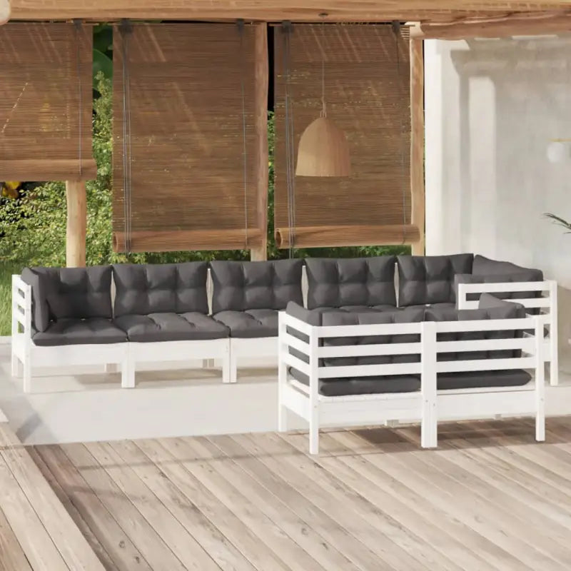 Loungeset met massief grenenhout voor ontspannen tuinplezier - Wit - Tuinsets
