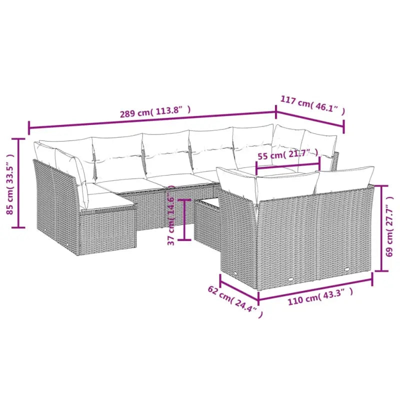 Loungeset met poly rattan en beige materiaal voor tuin of terras - Tuinsets