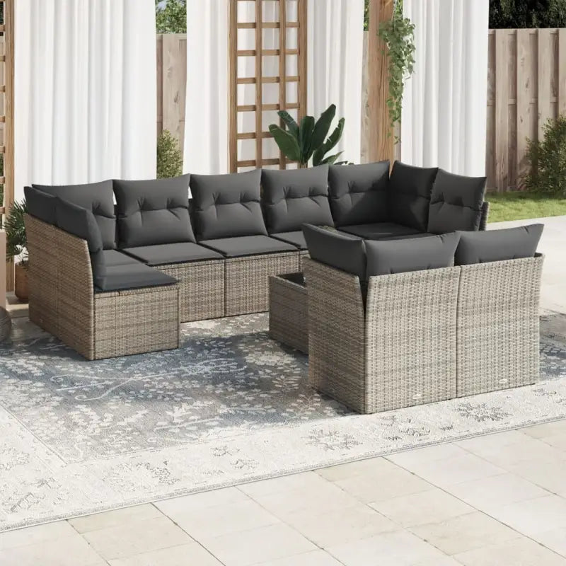 Loungeset met poly rattan en beige materiaal voor tuin of terras - Grijs / Met tafel - Tuinsets