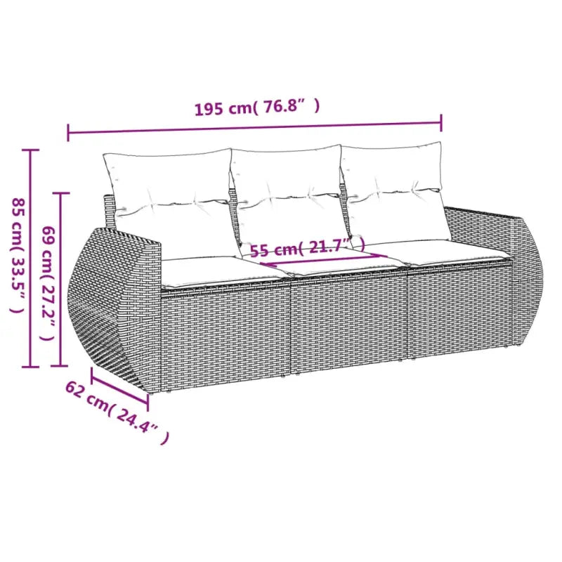 Loungeset met poly rattan en comfortabele zitervaring in gepoedercoat staal - Tuinsets