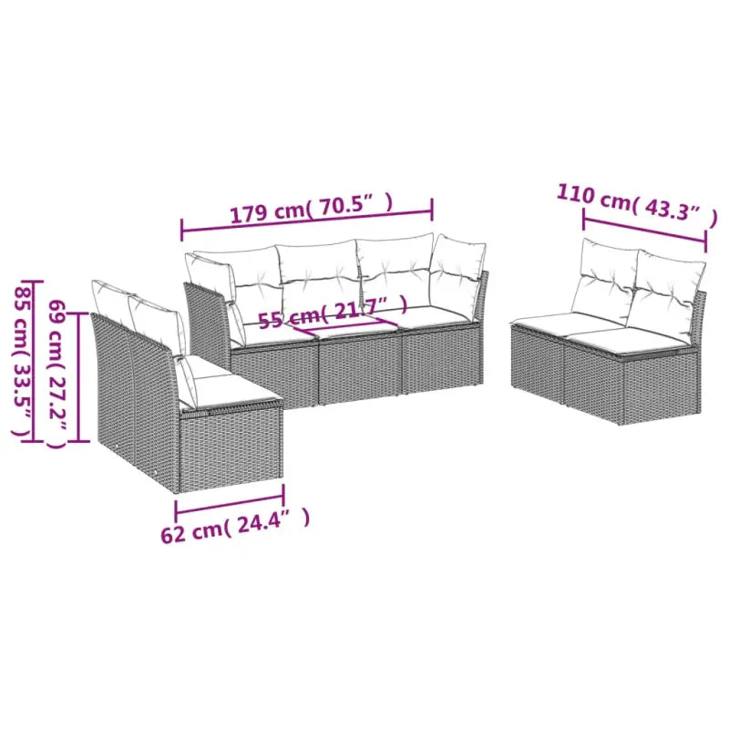 Loungeset met poly rattan en comfortabele zitervaring op maat gemaakte afmetingen - Tuinsets