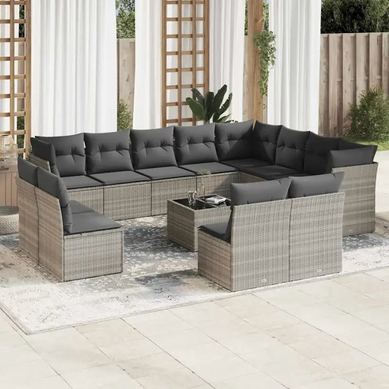Loungeset met poly rattan en comfortabele zitervaring voor je tuin - Lichtgrijs / Met tafel - Tuinsets