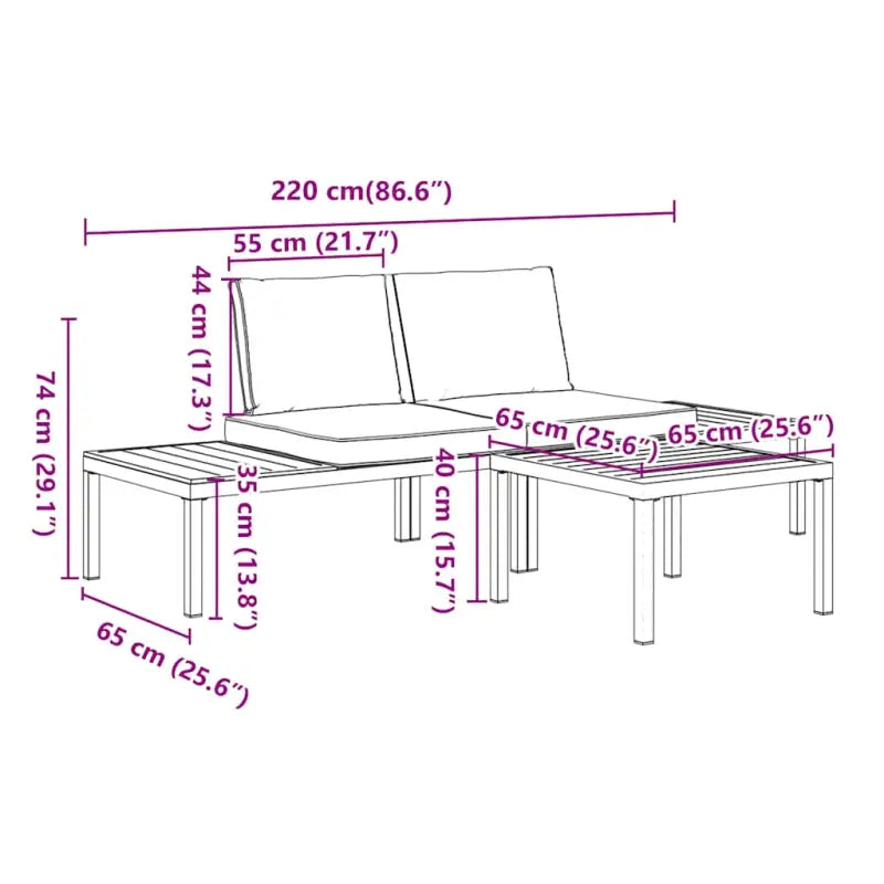 Loungeset met wasbare hoes en comfortabele zitervaring in gepoedercoat aluminium - Tuinsets