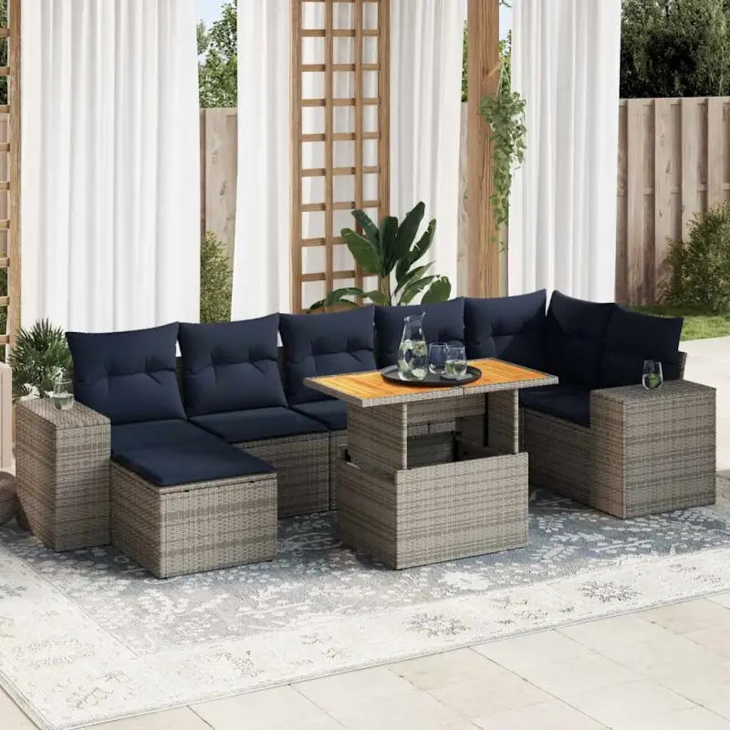 Loungeset met waterdichte tas in grijs materiaal en gepoedercoat staal - Grijs - Tuinsets