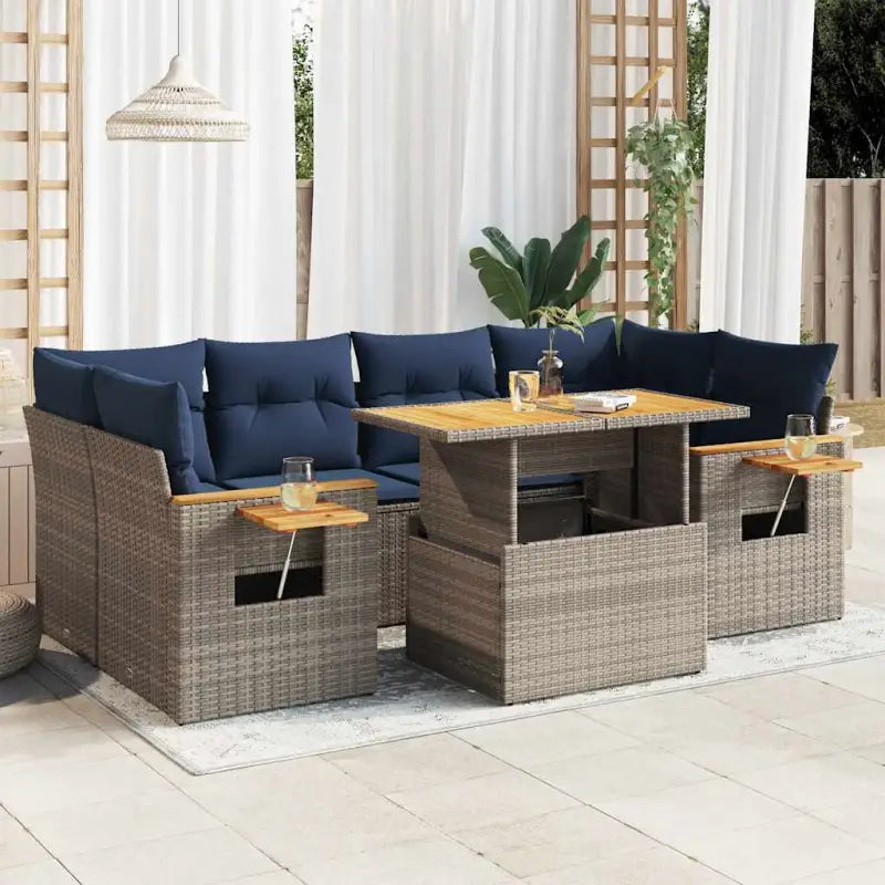 Loungeset met waterdichte zak en grijs materiaal van gepoedercoat staal - Grijs / met opbergruimte - Tuinsets