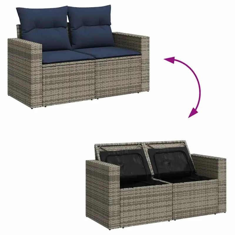 Loungeset met waterdichte zak en grijs materiaal voor buitengebruik - Grijs - Tuinsets