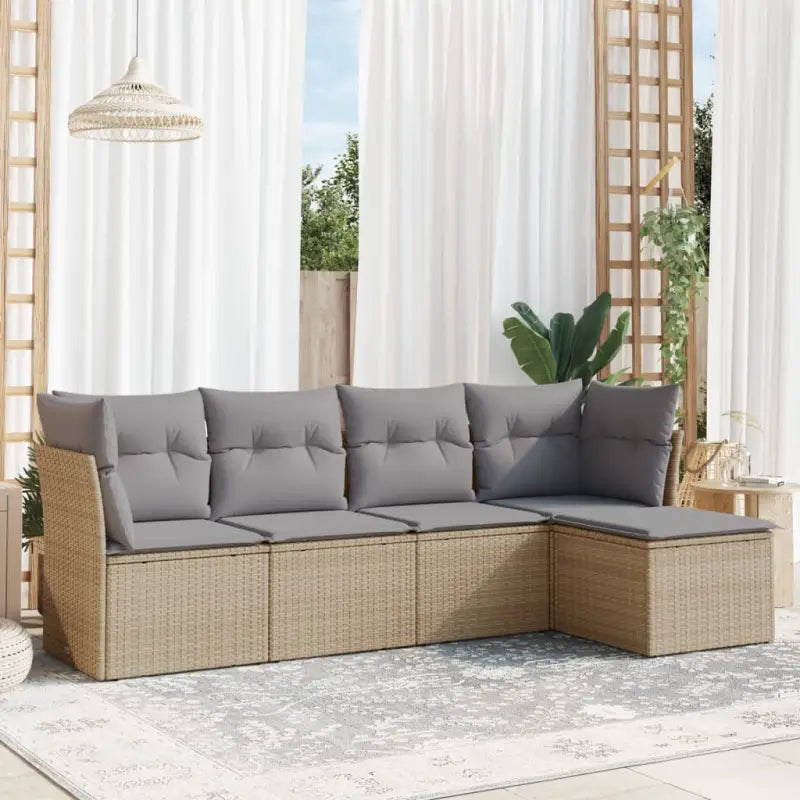 Loungeset van beige materiaal en gepoedercoat staal voor je tuin - Tuinsets